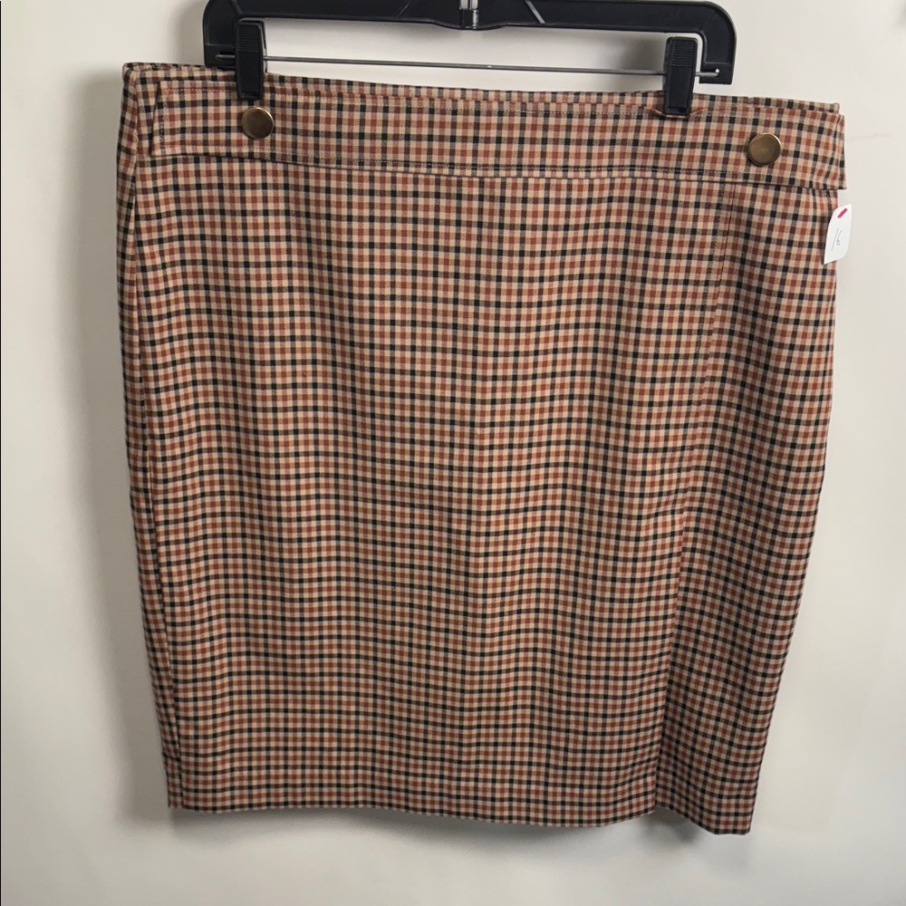 Ann Taylor Brown and Tan Checkered Pencil Skirt